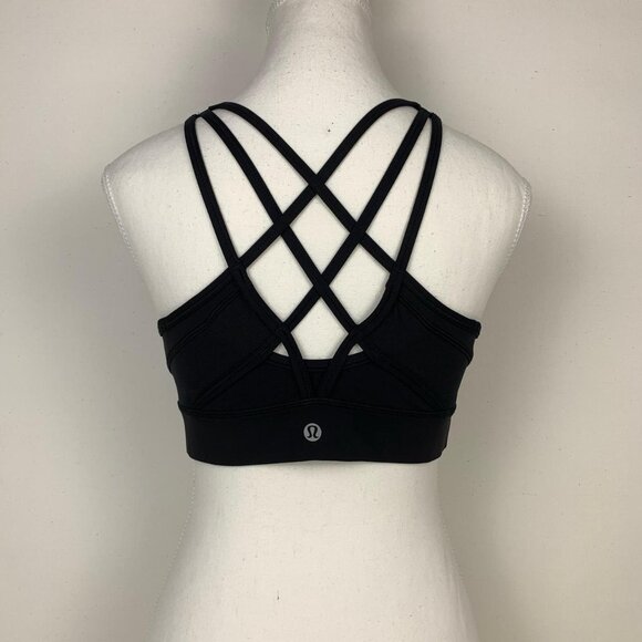 Lululemon Black Cropped Sports Bra - Size 8 Racerback for Stylish Workout Comfor - Picture 3 of 6